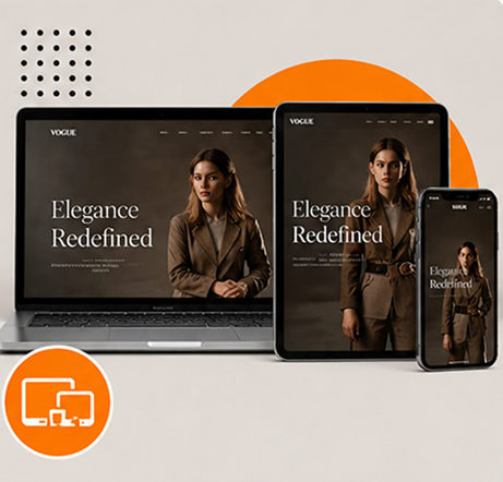 Responsive website shown across devices